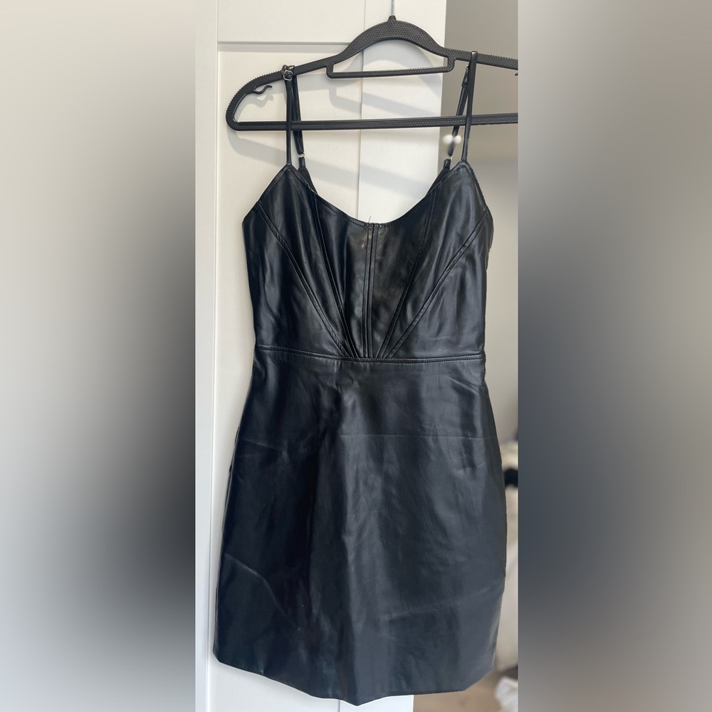 Forever 21 Black Lace-Up Faux Leather Dress